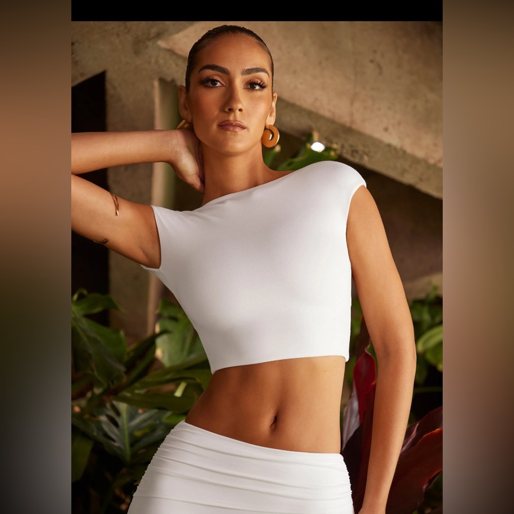 Oh Polly White Asymmetric Crop Top
